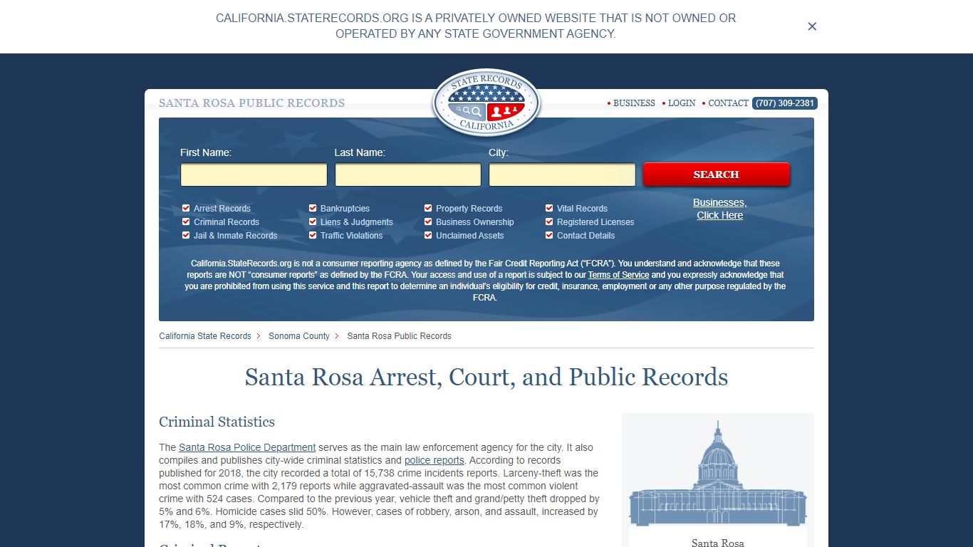 Santa Rosa Arrest and Public Records | California.StateRecords.org