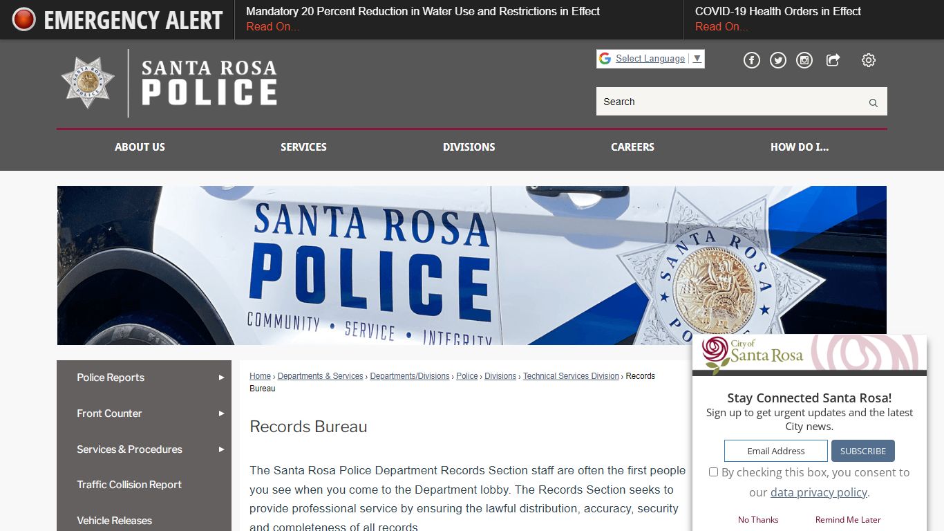 Records Bureau | Santa Rosa, CA